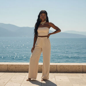 Women's Boho Quiet Luxe 21 Saints Cream Silk Flowy Wide Leg Pants S